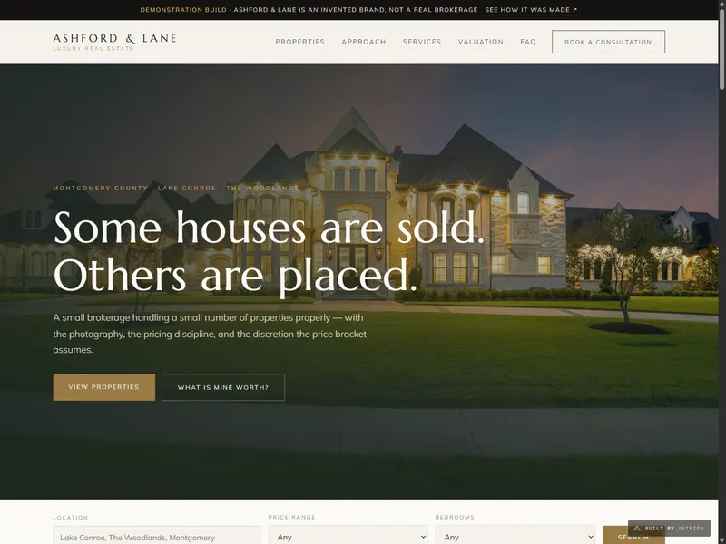 Ashford and Lane luxury real estate demonstration site