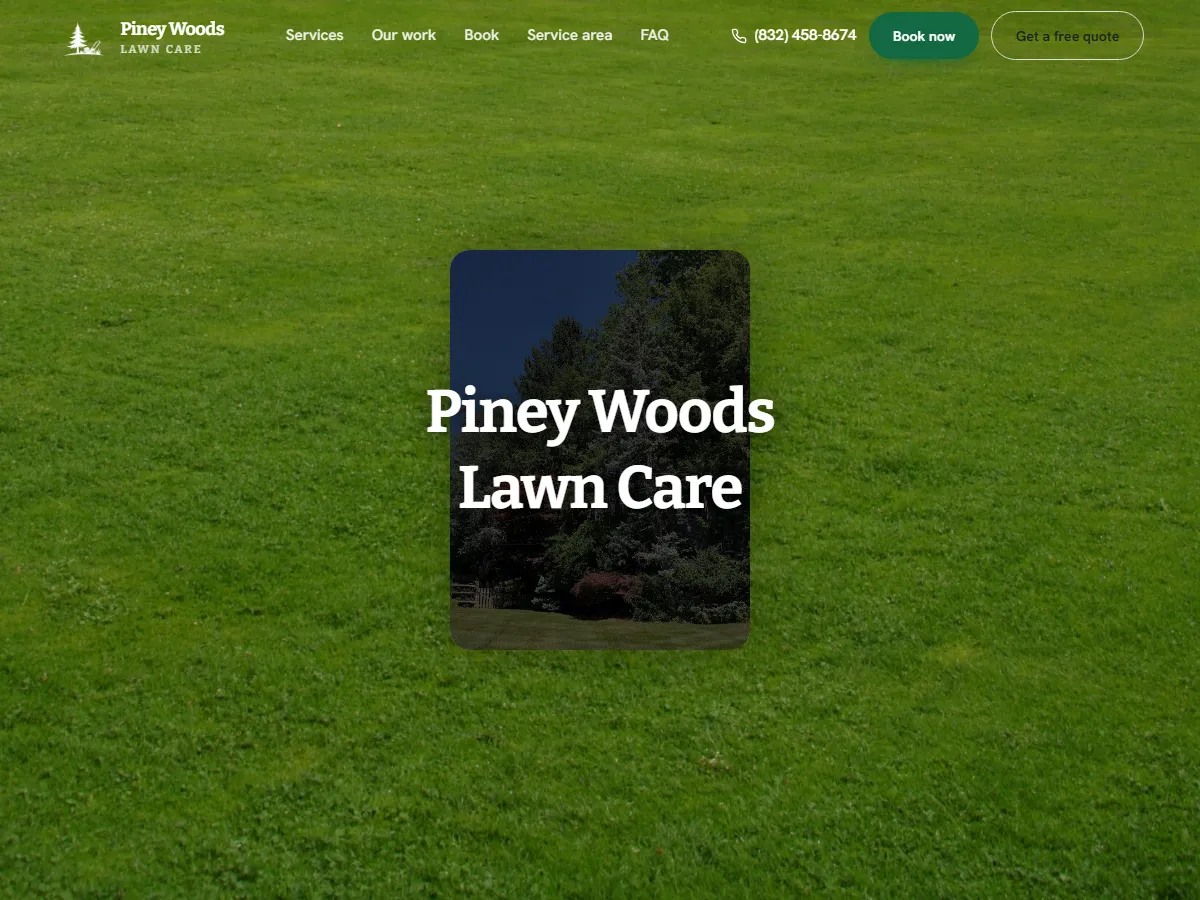 Piney Woods Lawn Care website design sample