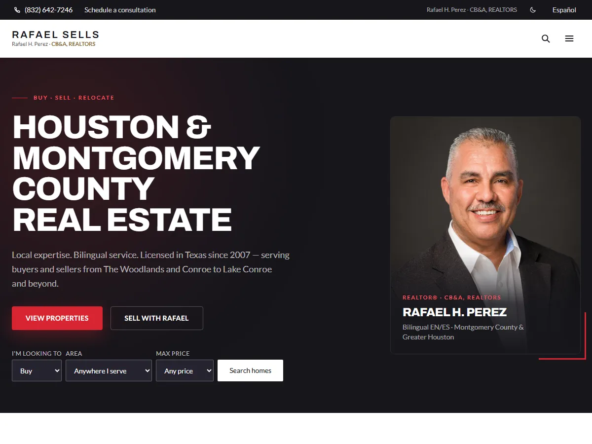 Rafael Sells website — Houston and Montgomery County real estate homepage